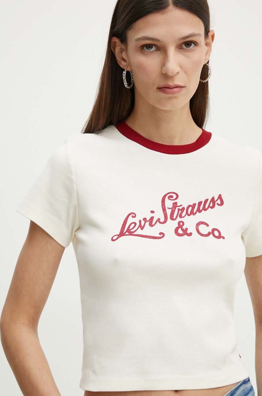 Levi's tricou din bumbac femei, culoarea bej, A8798 Levi's tricou din bumbac femei, culoarea bej, A8798