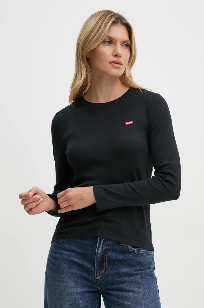Levně Tričko s dlouhým rukávem Levi's černá barva, 000KL