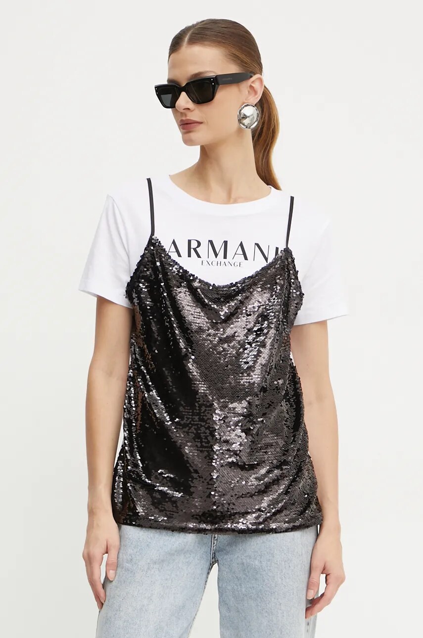 Armani Exchange tricou din bumbac femei, culoarea alb, XW000064 AF10356