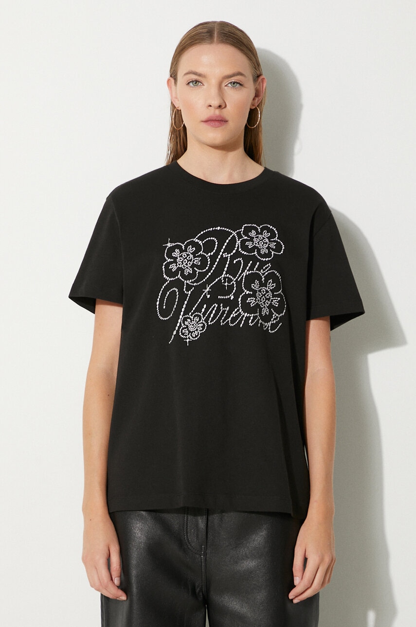 Kenzo tricou din bumbac Constellation Emb femei, culoarea negru, FE62TS1434SG.99J