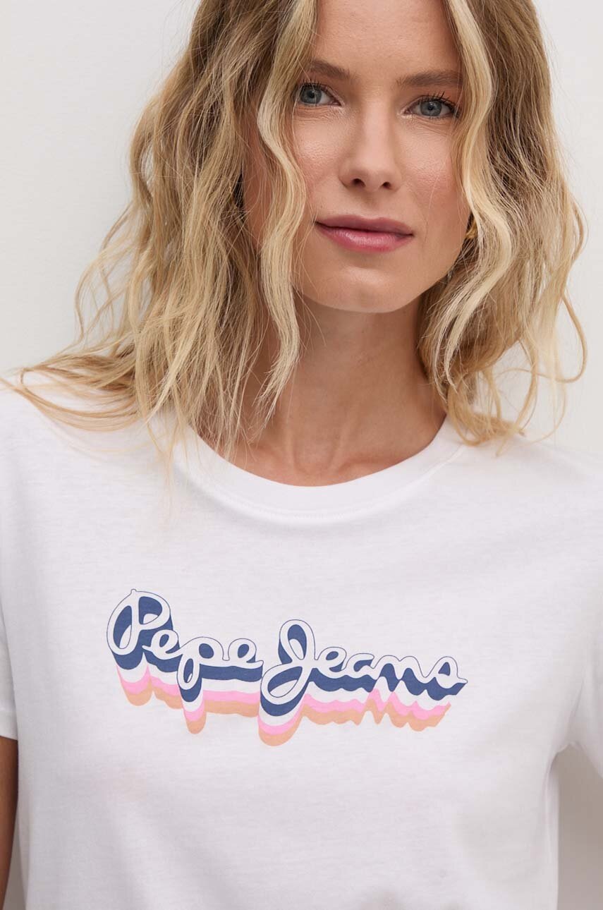 Βαμβακερό μπλουζάκι Pepe Jeans ENARA γυναικείο, χρώμα: άσπρο, PL505879 φωτογραφία