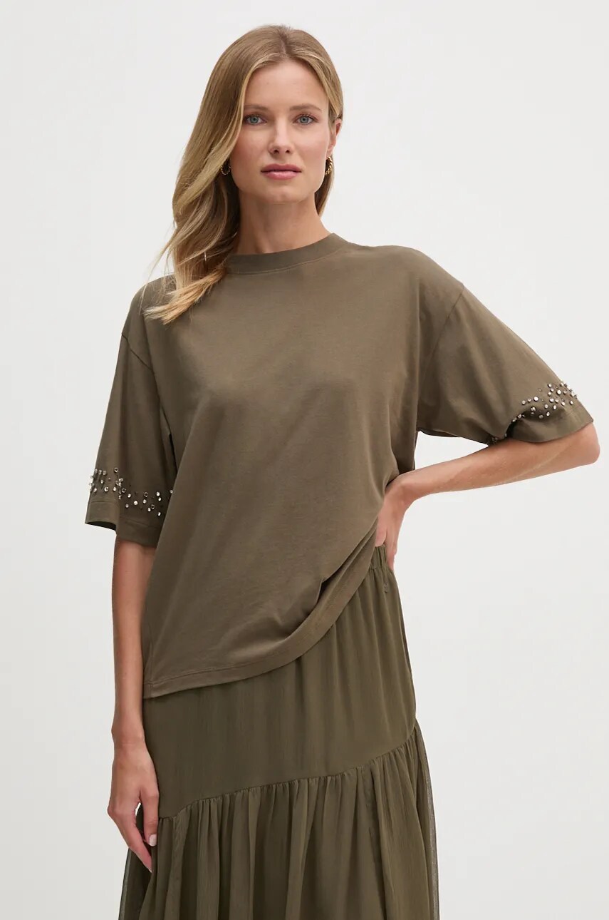 Pepe Jeans tricou din bumbac FRISIA femei, culoarea verde, PL505950