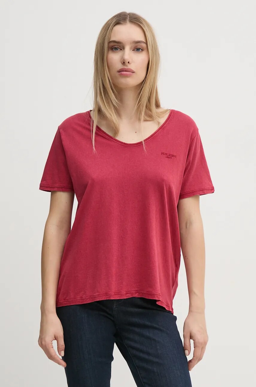 Pepe Jeans tricou FABIANA femei, culoarea rosu, PL505953