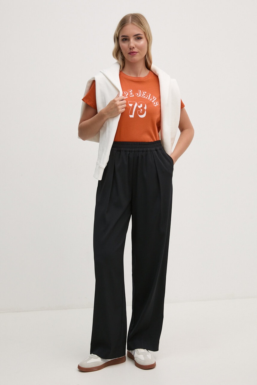 Βαμβακερό μπλουζάκι Pepe Jeans GIGI γυναικείο, χρώμα: πορτοκαλί, PL505958 φωτογραφία