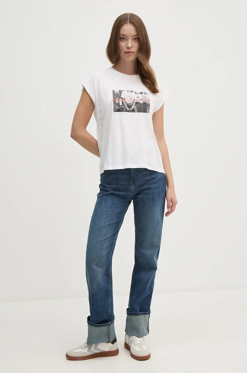 Хлопковая футболка Pepe Jeans GLORY женская цвет белый PL505963 Хлопковая футболка Pepe Jeans GLORY женская цвет белый PL505963