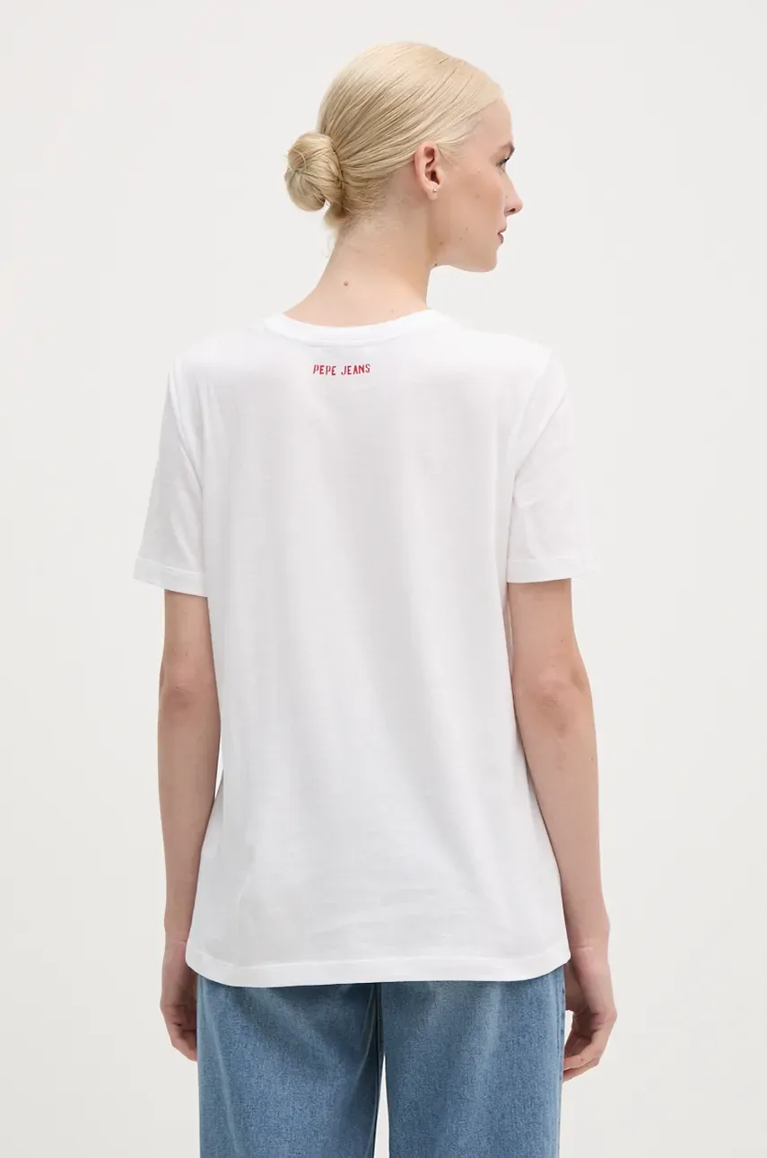 Хлопковая футболка Pepe Jeans GWENDOLYN женская цвет белый PL505976 Хлопковая футболка Pepe Jeans GWENDOLYN женская цвет белый PL505976