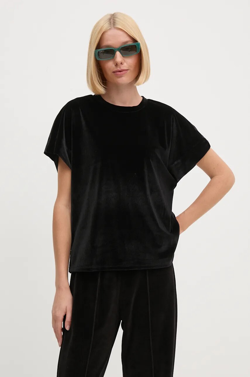 Joop! tricou din velur culoarea negru, 30043911