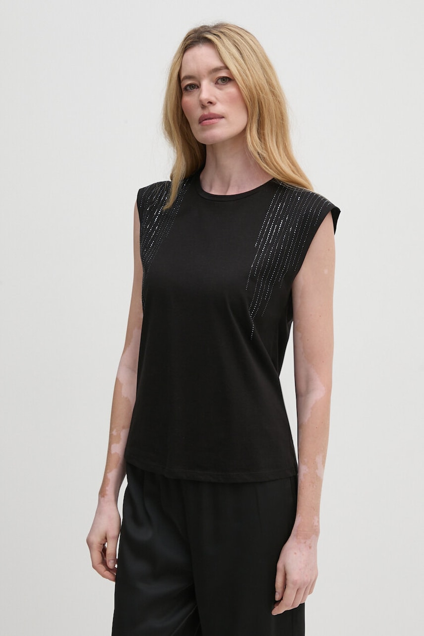 Sisley top din bumbac culoarea negru, 351SL106J