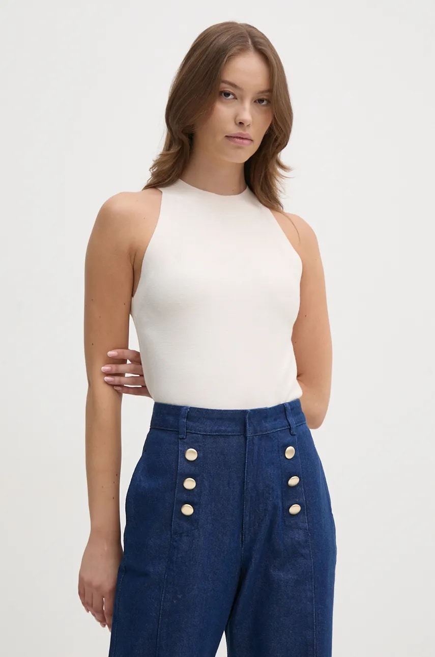 Sisley top femei, culoarea bej, 17Q3MH00D Sisley top femei, culoarea bej, 17Q3MH00D