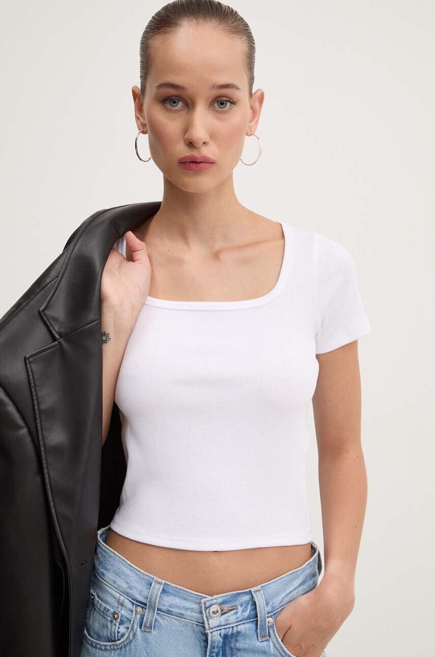Hollister Co. tricou femei, culoarea alb, KI339-3585