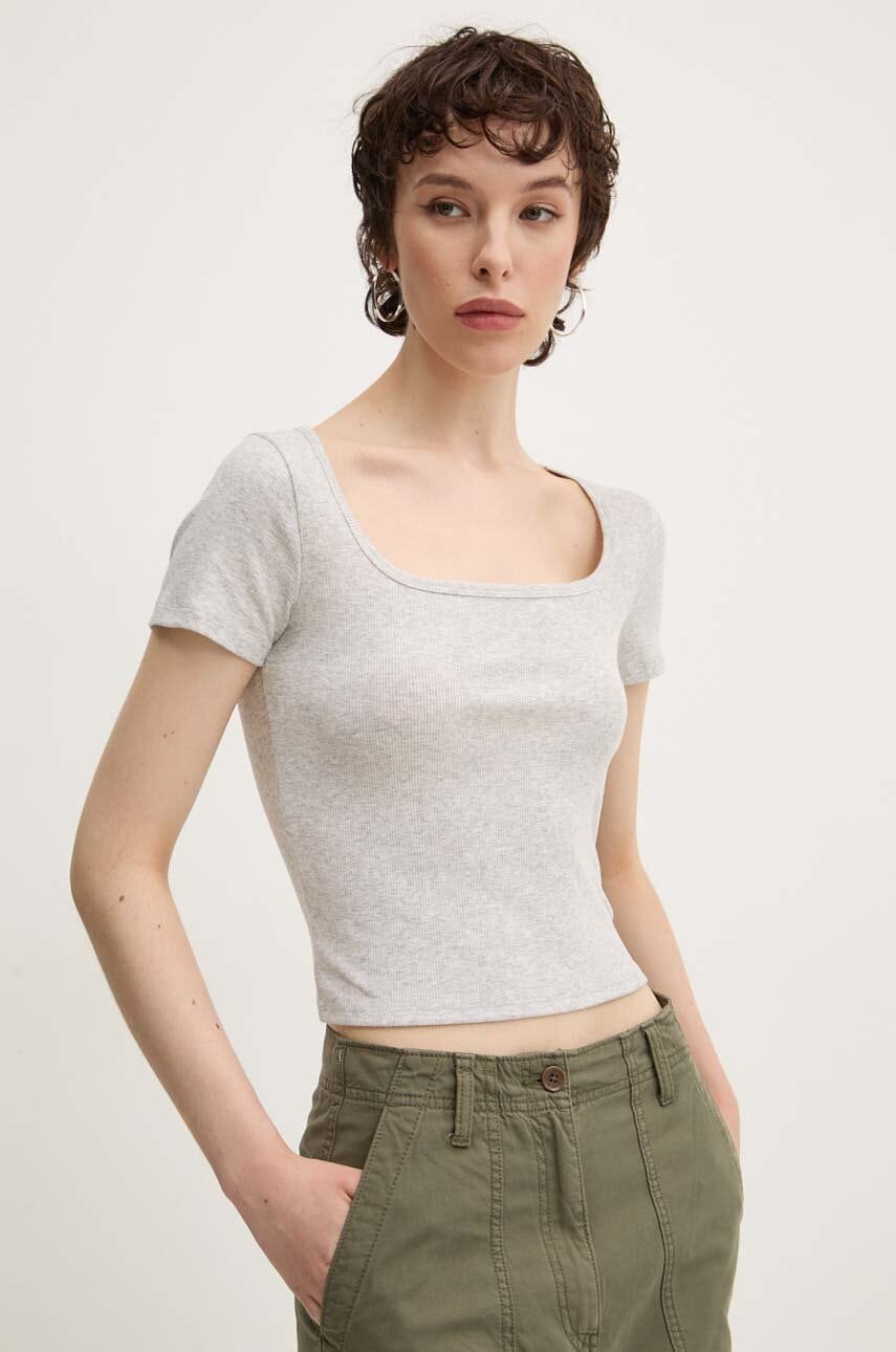 Hollister Co. tricou femei, culoarea gri, KI339-3585