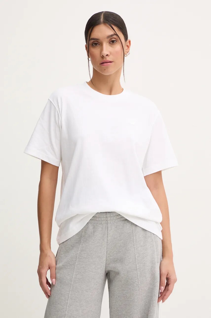 New Balance tricou din bumbac Athletics Jersey femei, culoarea alb, WT41501WT