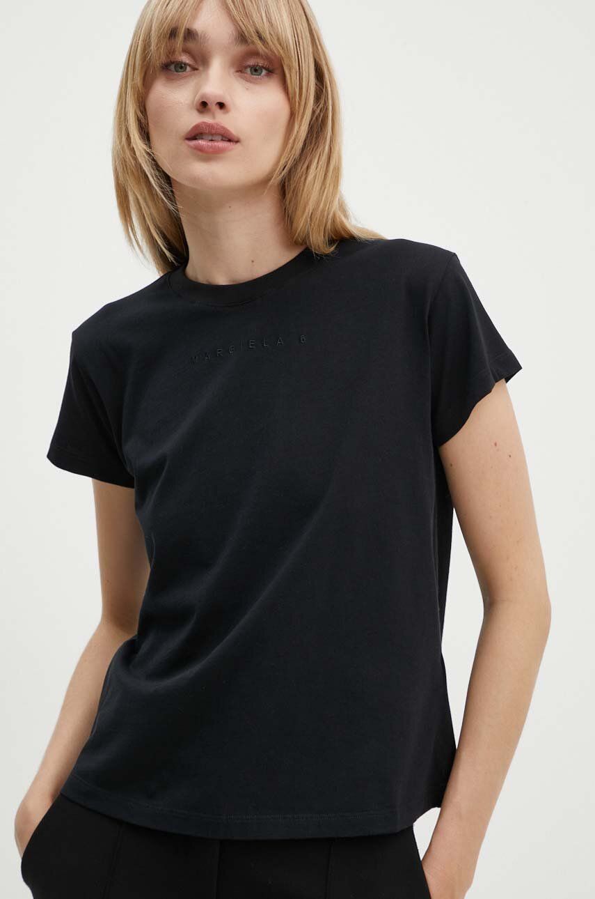 MM6 Maison Margiela tricou din bumbac femei, culoarea negru, S52GC0247