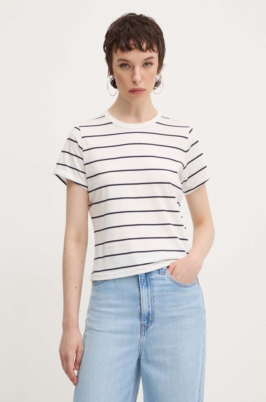 Abercrombie & Fitch tricou din bumbac femei, culoarea alb, KI139-4686 Abercrombie & Fitch tricou din bumbac femei, culoarea alb, KI139-4686