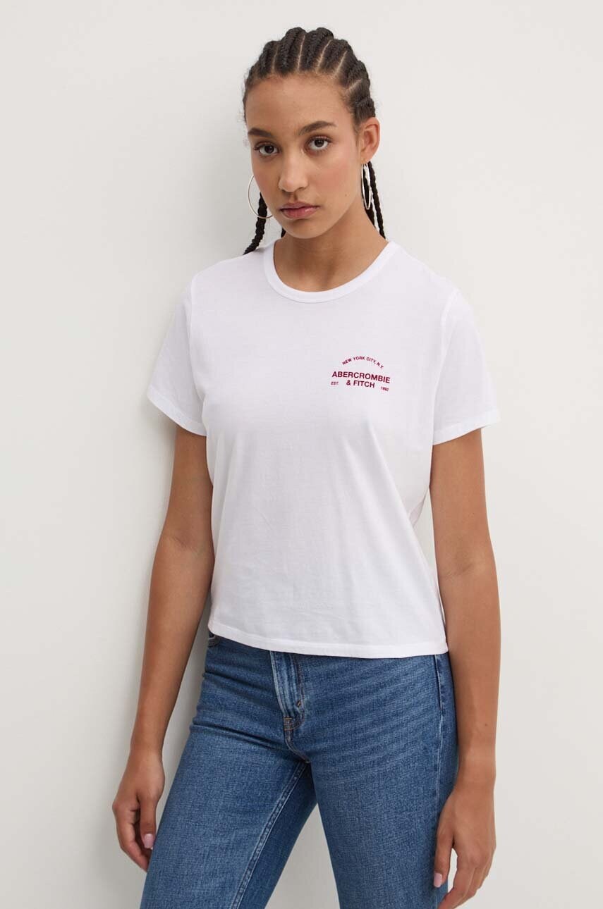 Levně Bavlněné tričko Abercrombie & Fitch béžová barva, KI157-4307