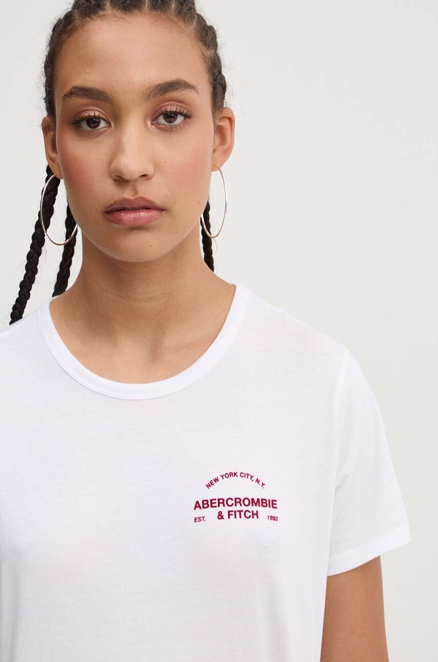 Βαμβακερό μπλουζάκι Abercrombie & Fitch γυναικείο, χρώμα: μπεζ, KI157-4307 φωτογραφία