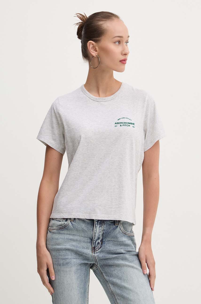 Abercrombie & Fitch tricou din bumbac femei, culoarea gri, KI157-4307