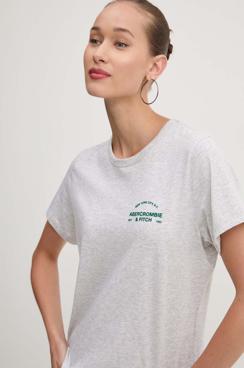 Βαμβακερό μπλουζάκι Abercrombie & Fitch γυναικείο, χρώμα: γκρι, KI157-4307 φωτογραφία