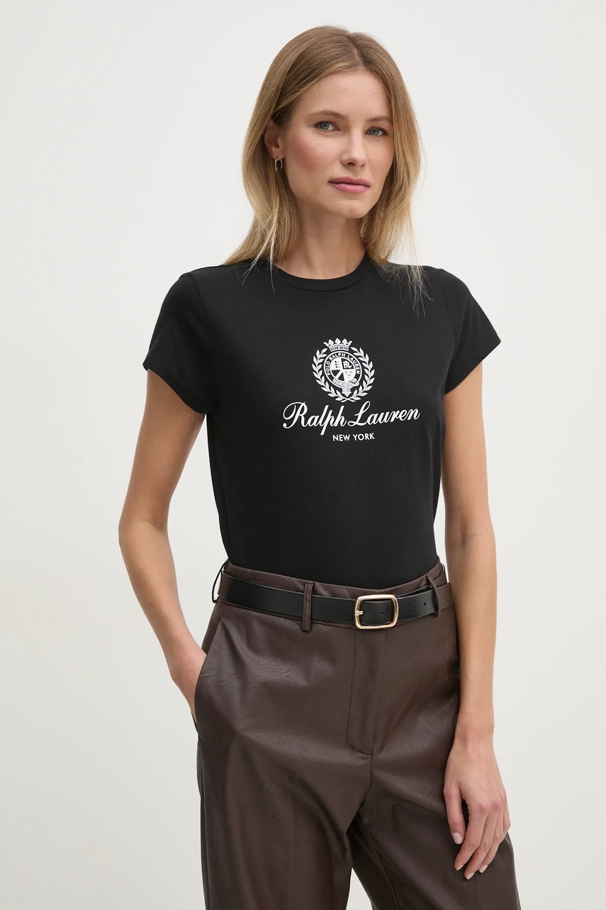 

Памучна тениска Polo Ralph Lauren в черно 211952901, Черен