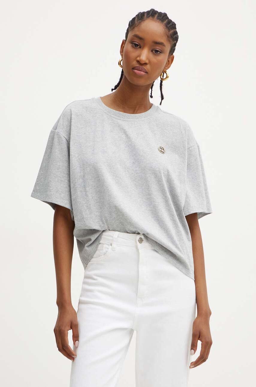 

Памучна тениска Twinset в сиво 242TP2521, Сив