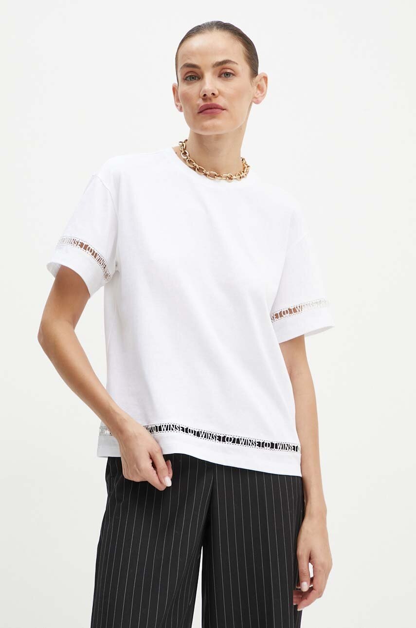 

Памучна тениска Twinset в бяло 242TP2501, Бял