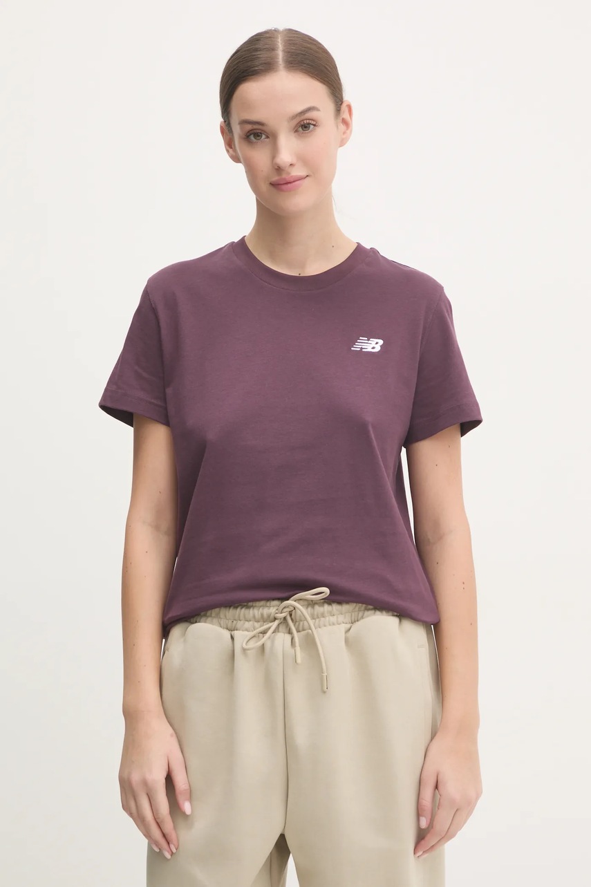 

Памучна тениска New Balance в бордо WT41509PLN