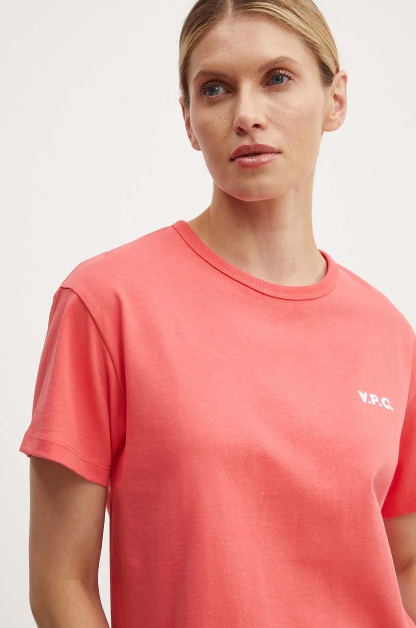 A.P.C. tricou din bumbac t-shirt boxy petit vpc femei, culoarea portocaliu, COHBQ.F26390 A.P.C. tricou din bumbac t-shirt boxy petit vpc femei, culoarea portocaliu, COHBQ.F26390