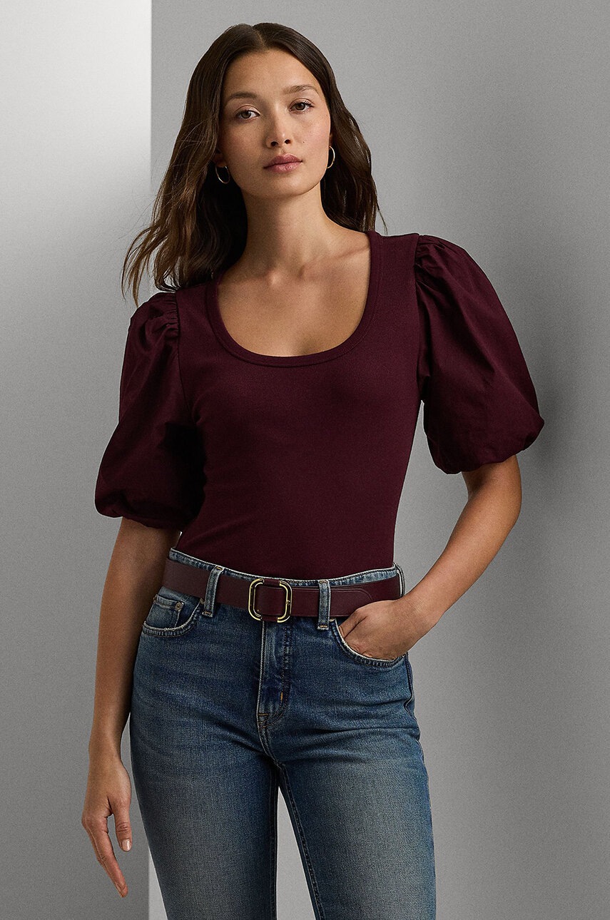 

Памучна тениска Lauren Ralph Lauren в бордо 200951296