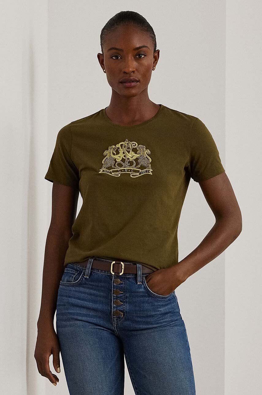 

Памучна тениска Lauren Ralph Lauren в зелено 200951368, Зелен