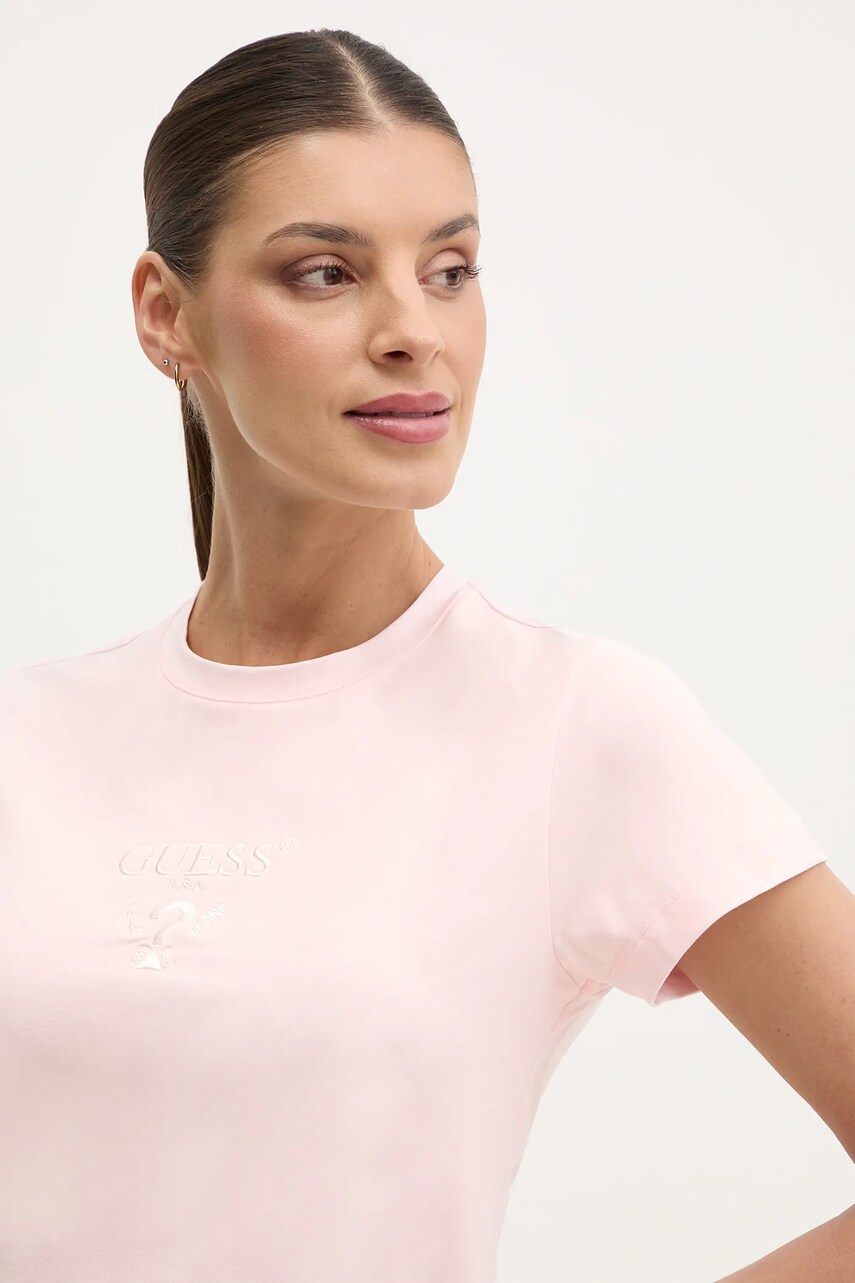 Levně Tričko Guess COLETTE růžová barva, V4YI21 KCDH1