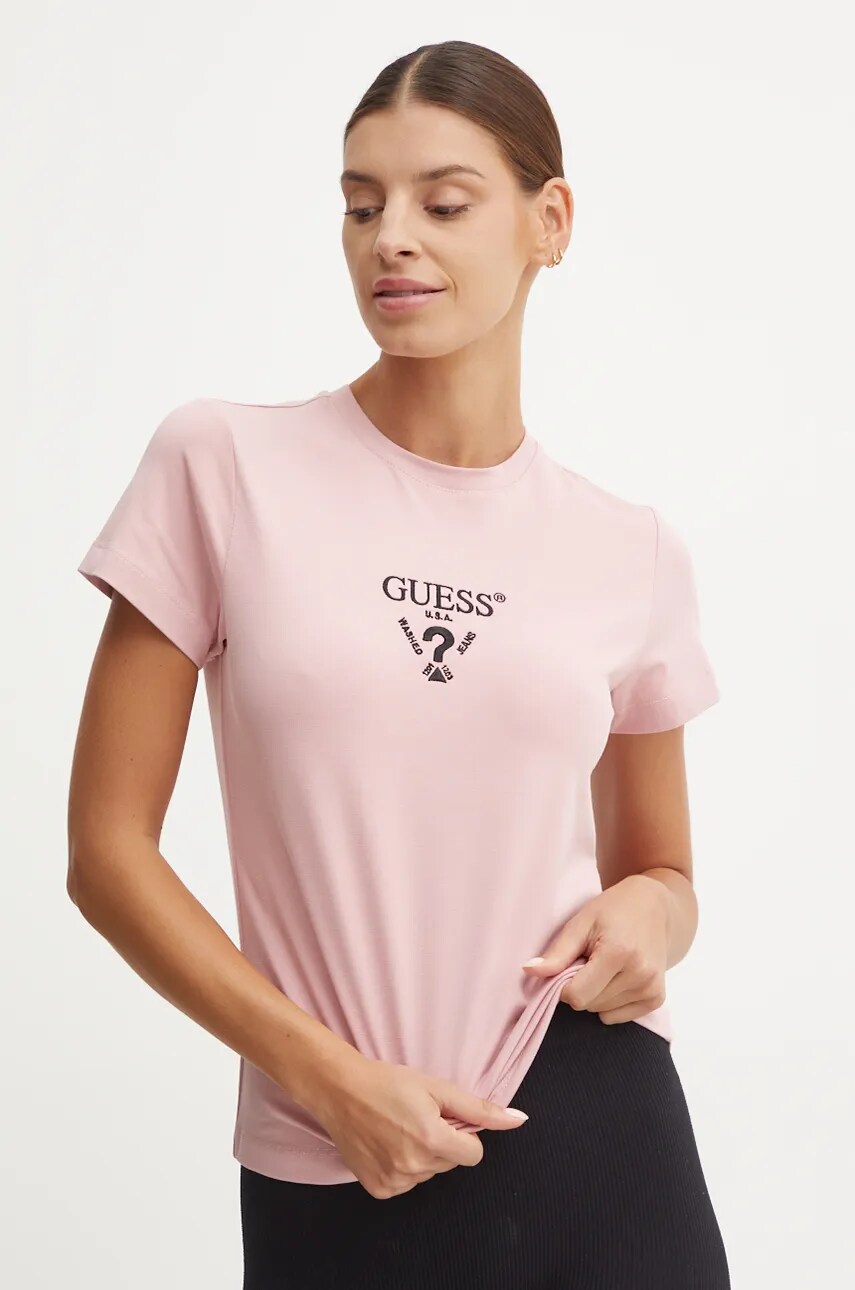 

Тениска Guess COLETTE в розово V4YI21 KCDH1, Розов