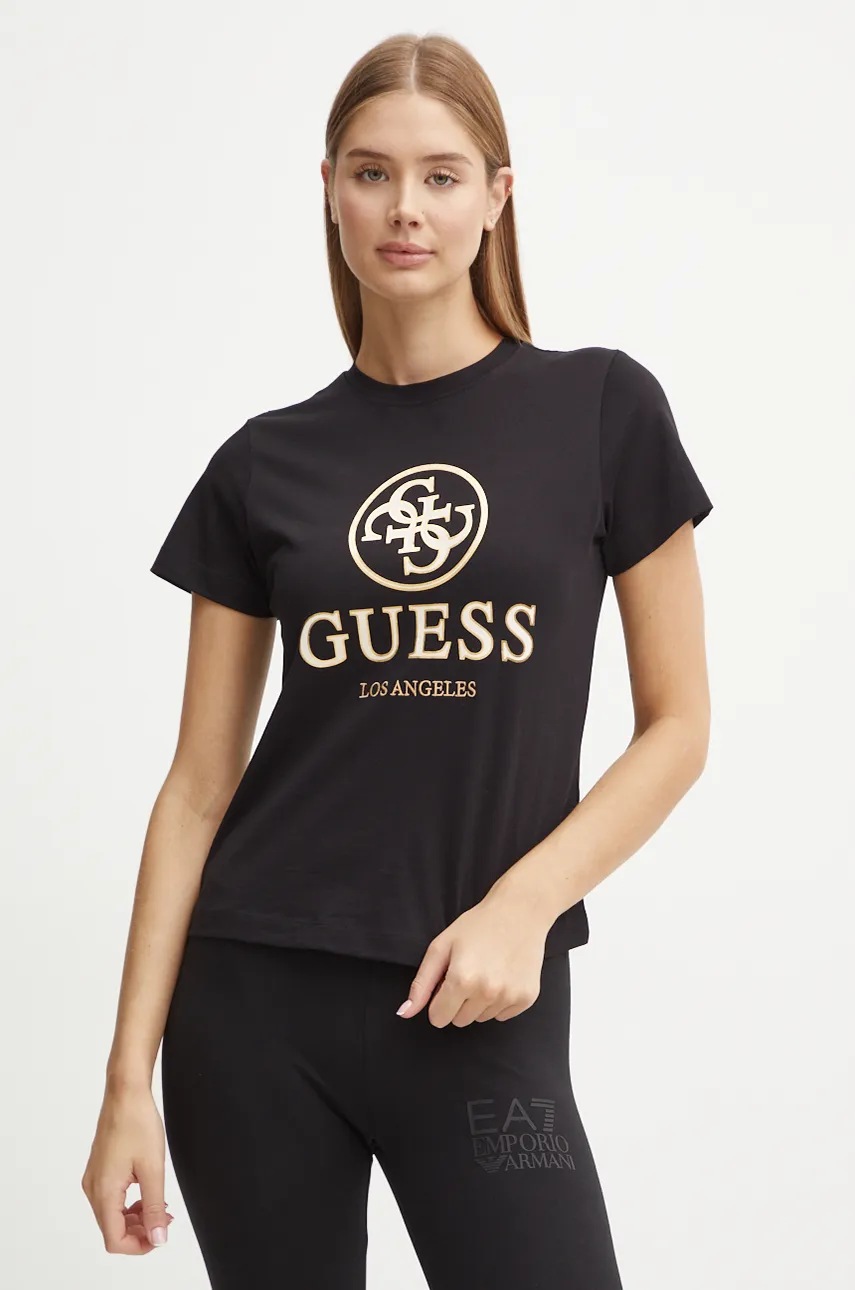 

Памучна тениска Guess STACIE в черно V4BI00 I3Z14, Черен