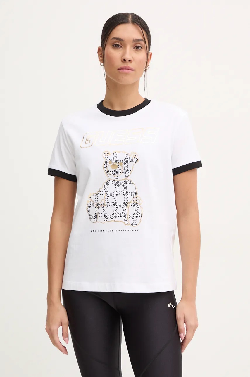 

Памучна тениска Guess MIDGE в бяло V4BI02 K8FQ4, Бял