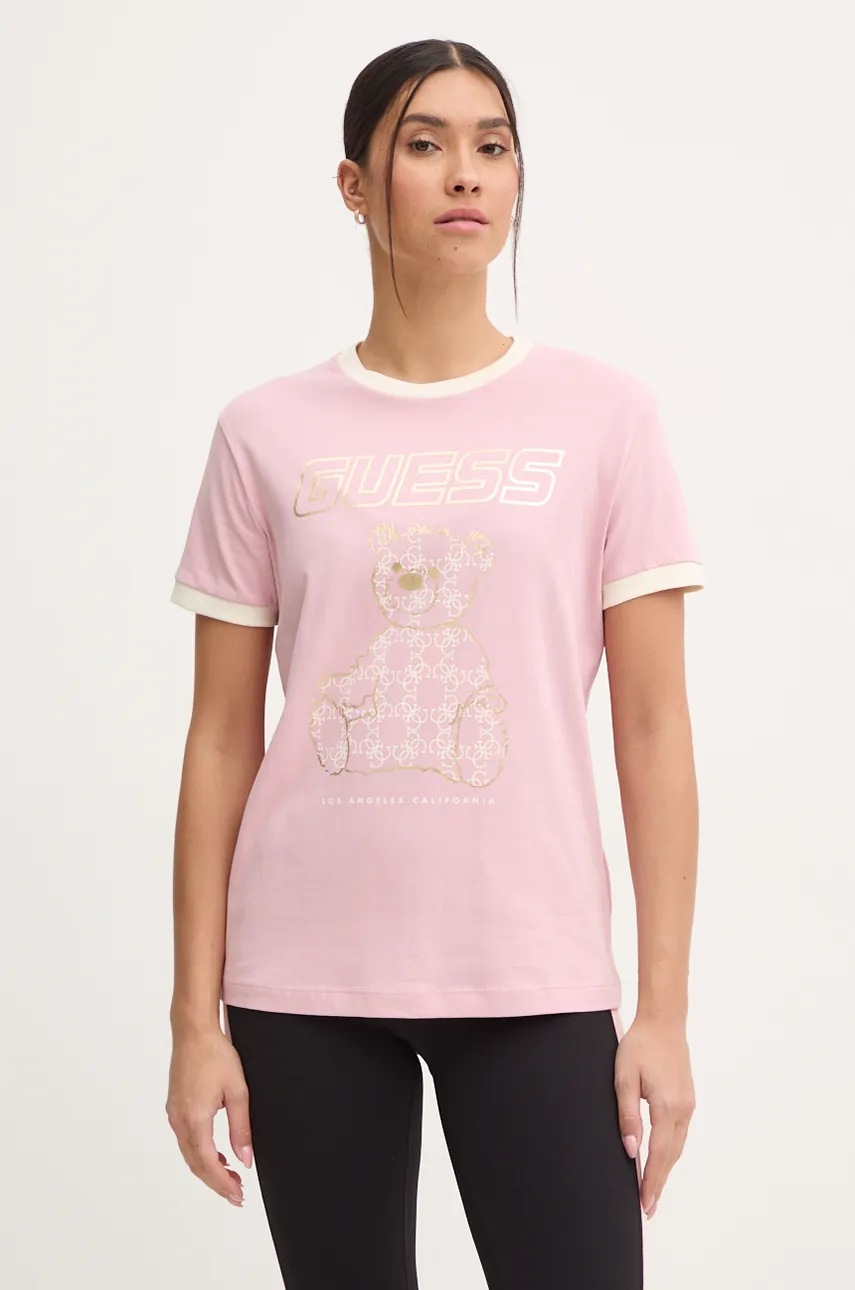 

Памучна тениска Guess MIDGE в розово V4BI02 K8FQ4, Розов