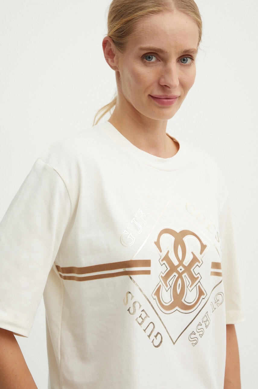 

Памучна тениска Guess KRISSY в бежово V4BI05 I3Z14, Бежов