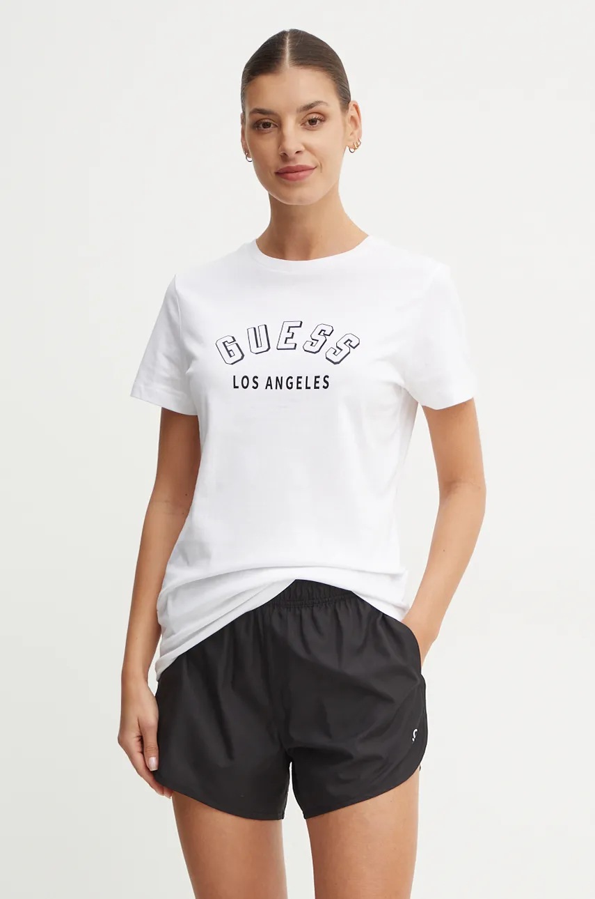 

Памучна тениска Guess MELODY в бяло V4BI12 I3Z14, Бял