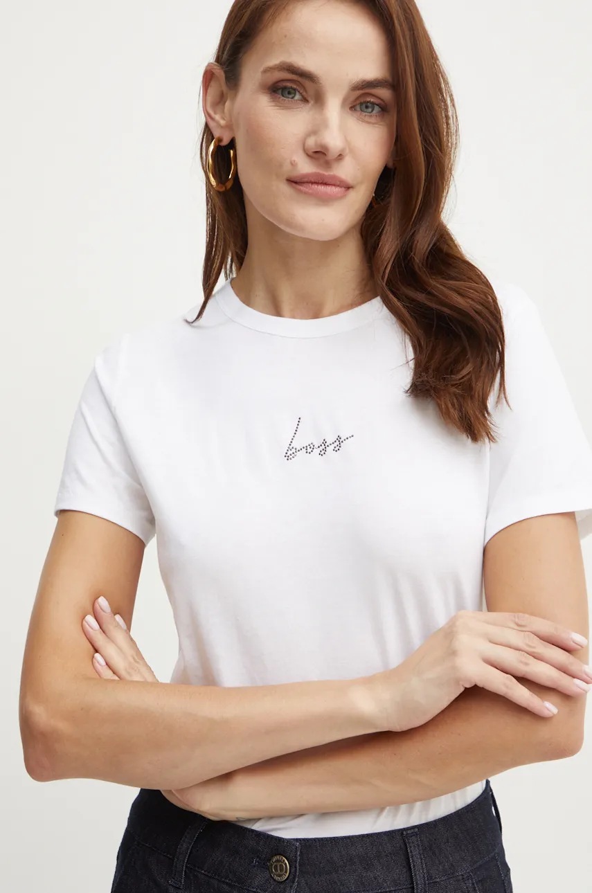Boss Orange tricou din bumbac femei, culoarea alb, 50524980