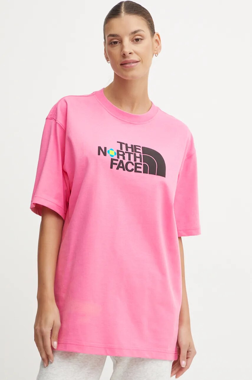 The North Face tricou din bumbac TNF x Yinka Ilori femei, culoarea roz, NF0A89C7PIH1