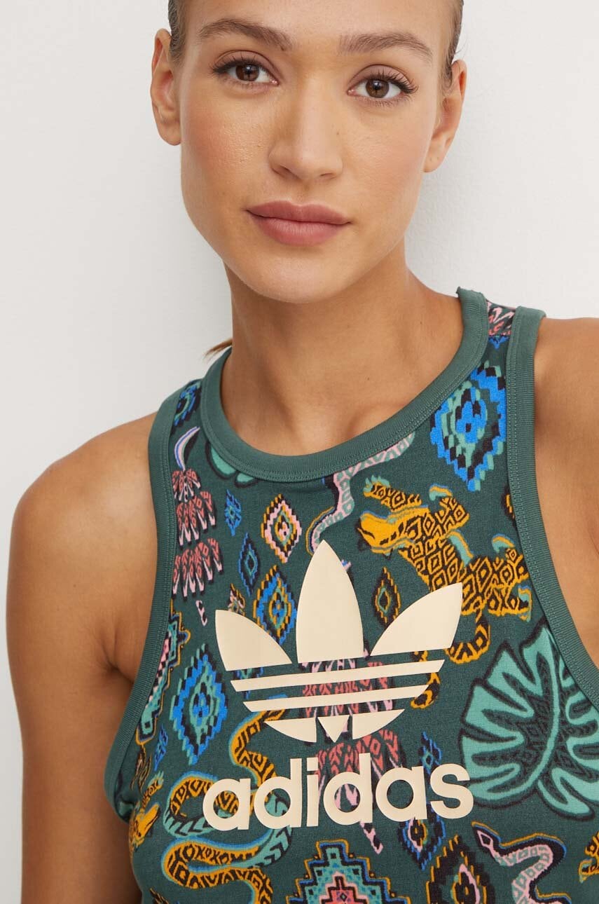 adidas Originals top X Farm Rio femei, culoarea verde, IW0798