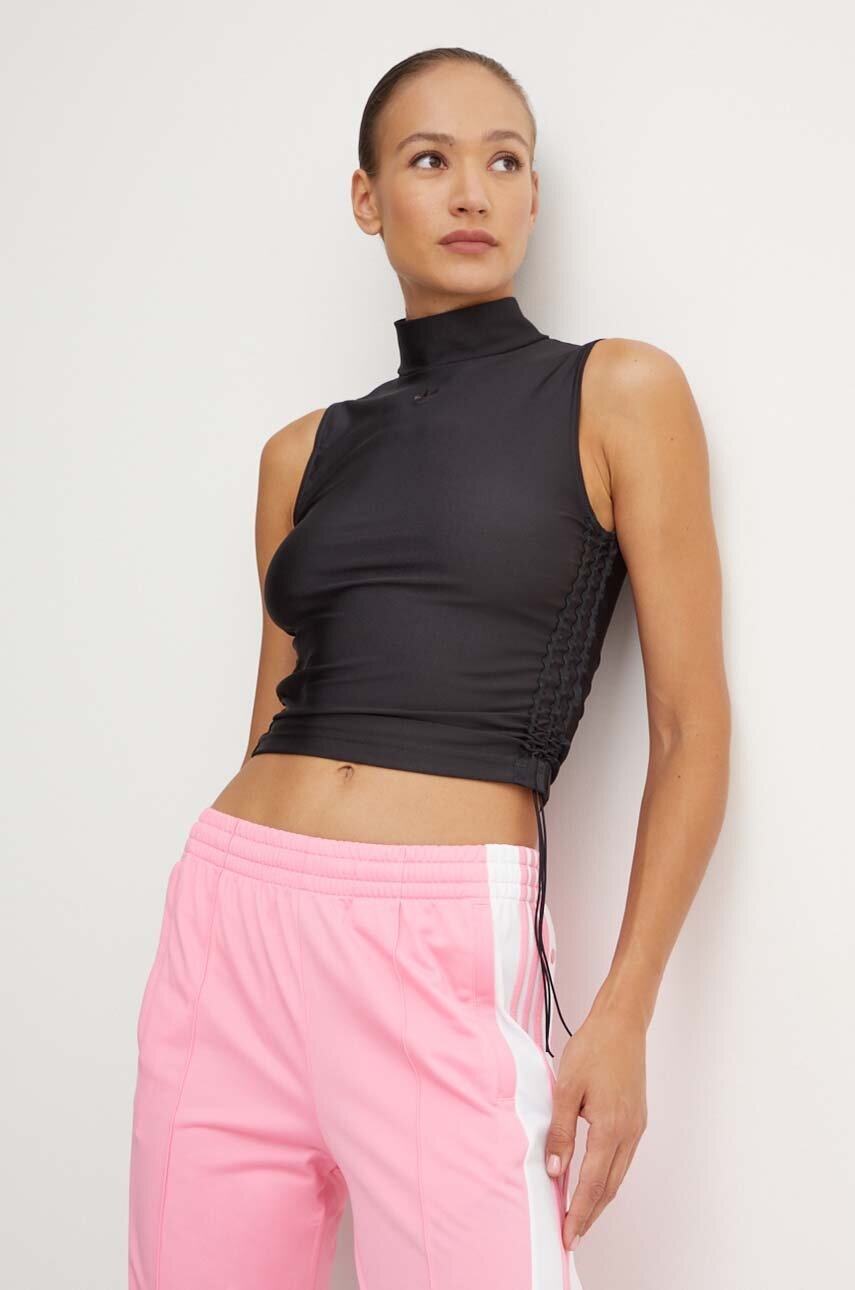 

Топ adidas Originals дамски в черно с ниско поло IW5506, Черен
