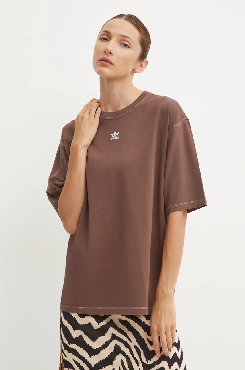 adidas Originals tricou din bumbac femei, culoarea maro, IX6981