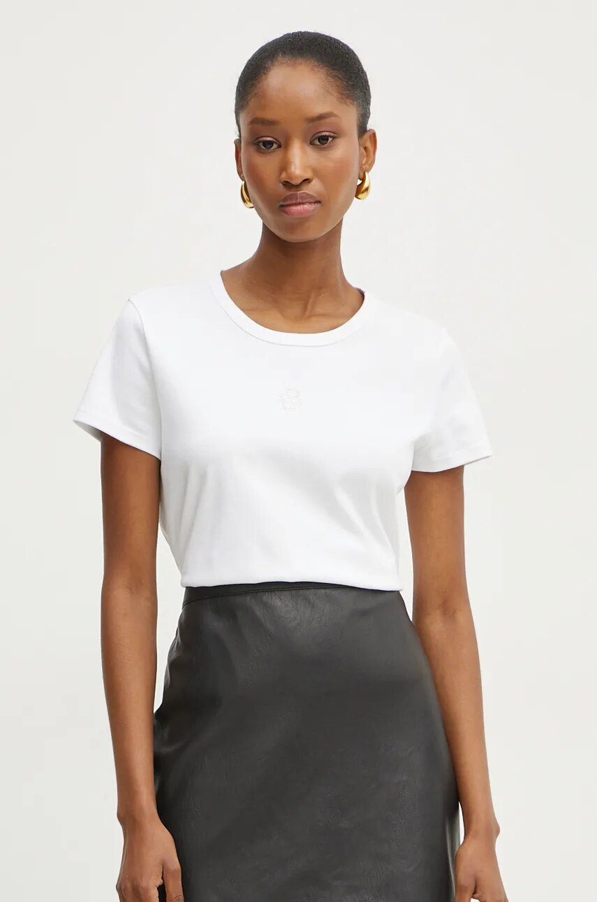 BOSS tricou din bumbac femei, culoarea alb, 50528826