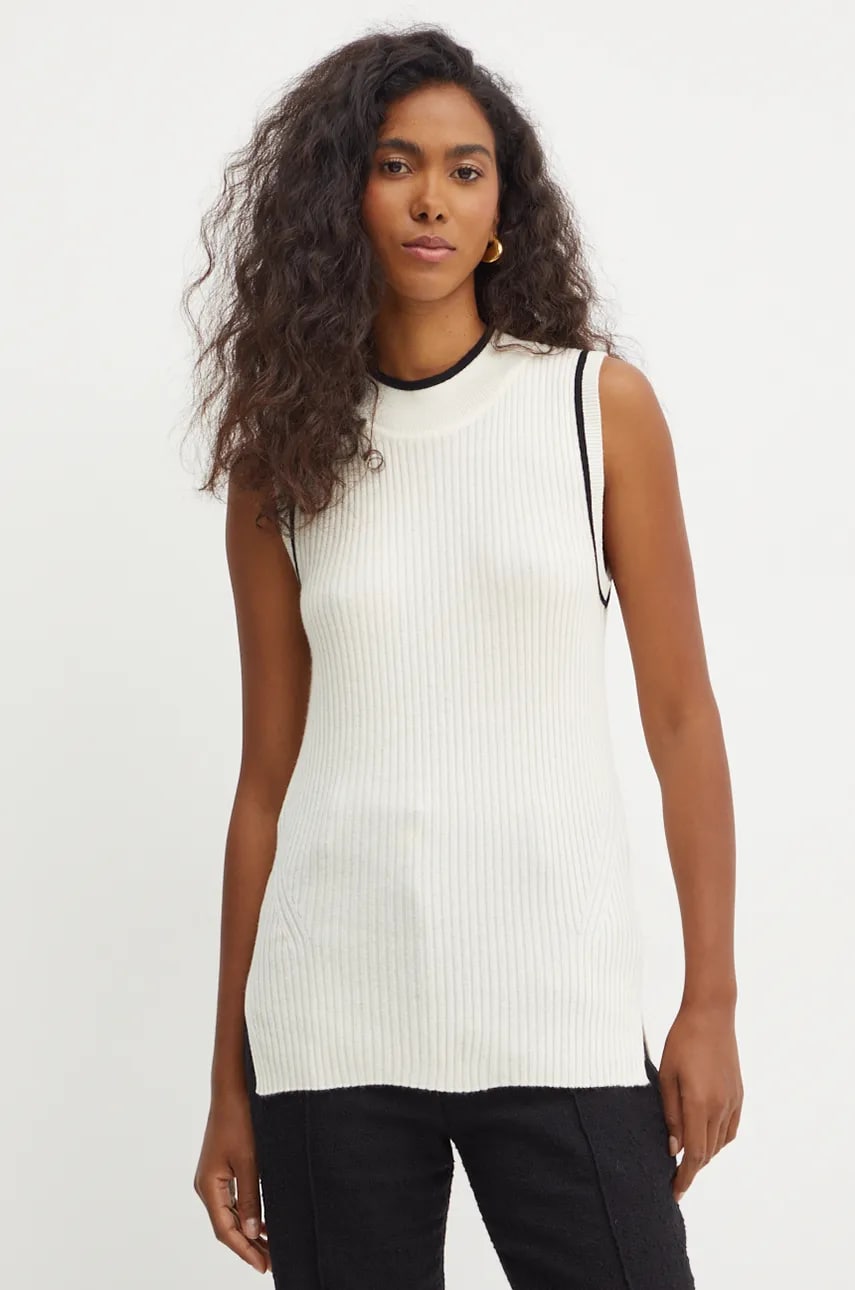 BOSS vesta de lana culoarea bej, light, 50523720 BOSS vesta de lana culoarea bej, light, 50523720