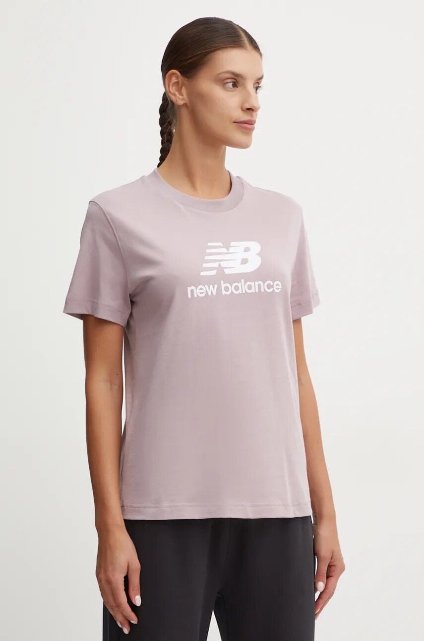 New Balance tricou din bumbac femei, culoarea violet, WT41502ICW