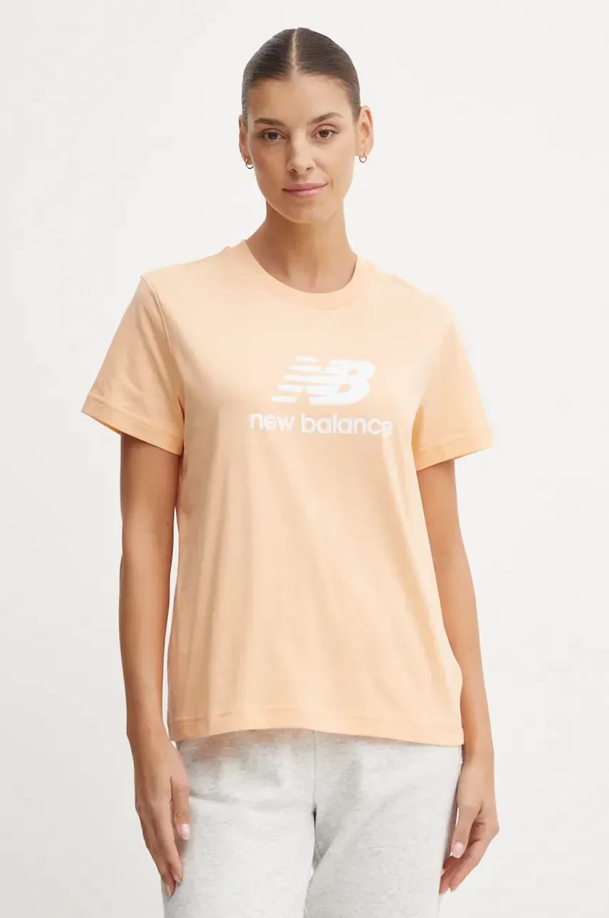 New Balance tricou din bumbac femei, culoarea portocaliu, WT41502PAE New Balance tricou din bumbac femei, culoarea portocaliu, WT41502PAE