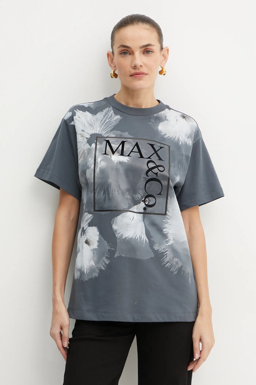 MAX&Co. tricou din bumbac femei, culoarea verde, 2426976043200