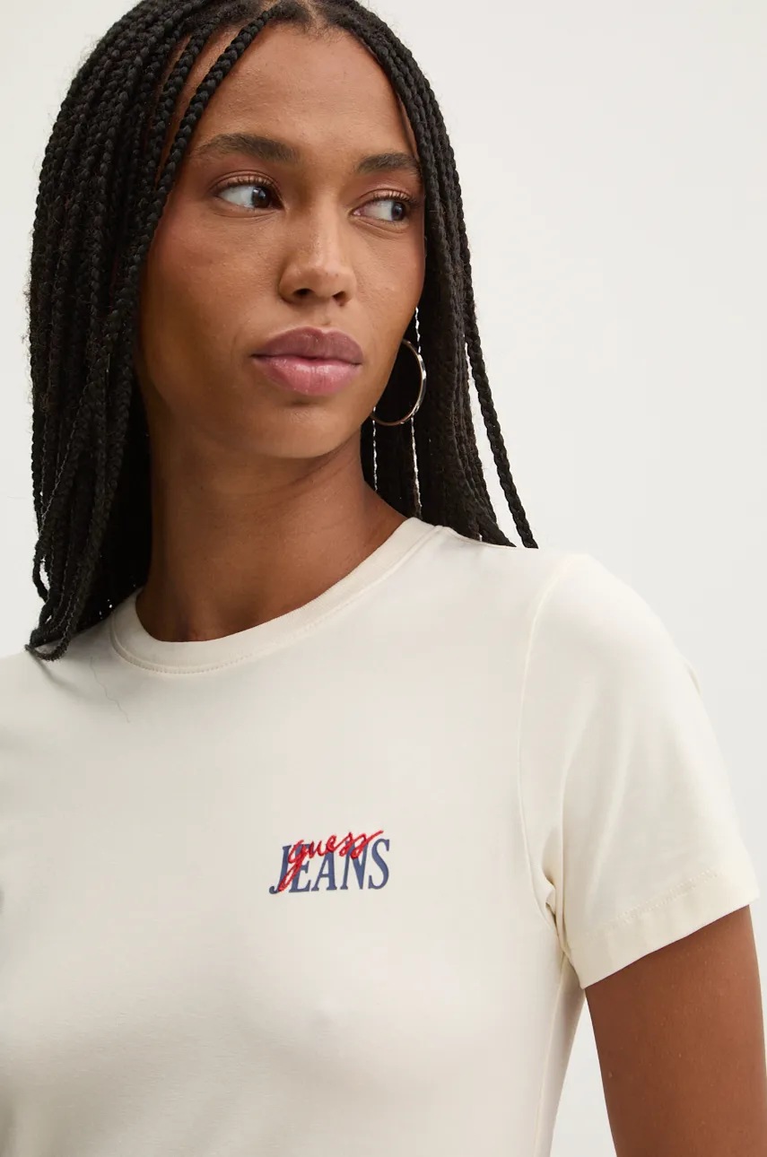 

Тениска Guess Jeans в бежово W4BI57 J1314, Бежов