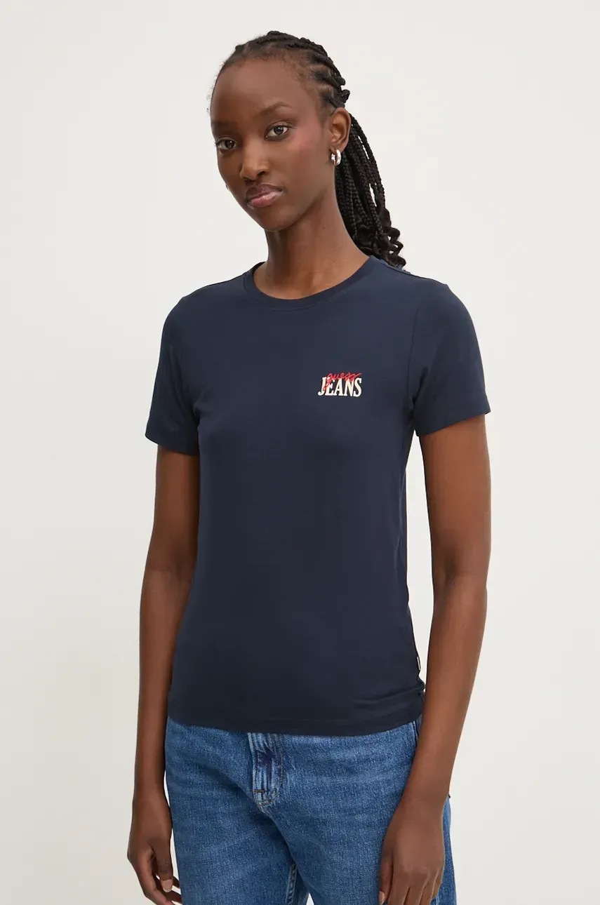 

Тениска Guess Jeans в тъмносиньо W4BI57 J1314, Тъмносин