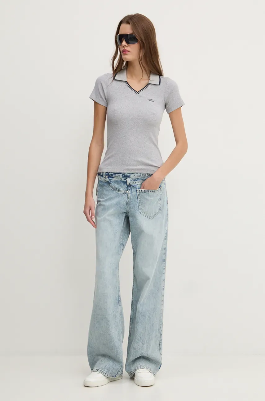 Поло Guess Jeans женское цвет серый W4BP45 KA0H1 Поло Guess Jeans женское цвет серый W4BP45 KA0H1