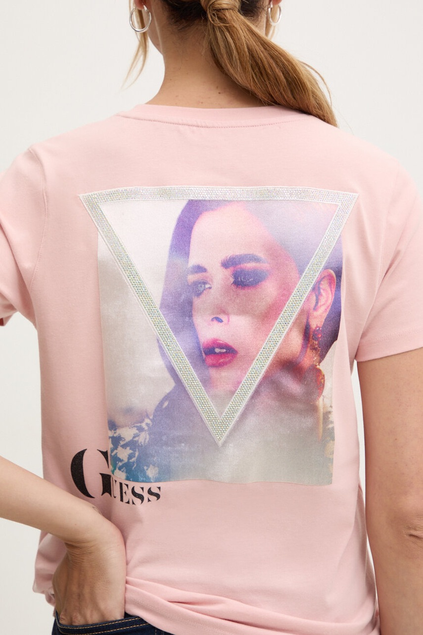 

Тениска Guess в розово W4BI13 KCJI0, Розов